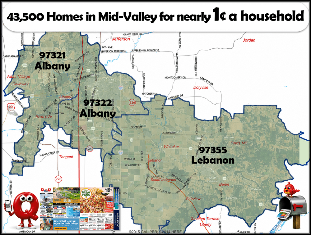 Coverage map, Albany and Lebanon, mid-valley Oregon